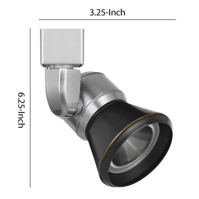 10W Integrated LED Metal Track Fixture with Cone Head, Silver and Black