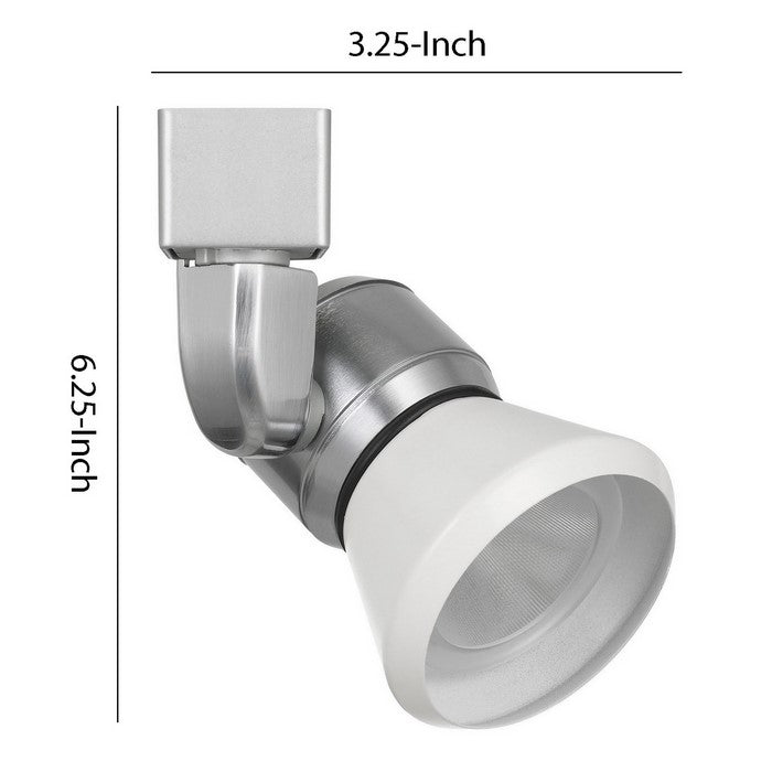 10W Integrated LED Metal Track Fixture with Cone Head, Silver and White