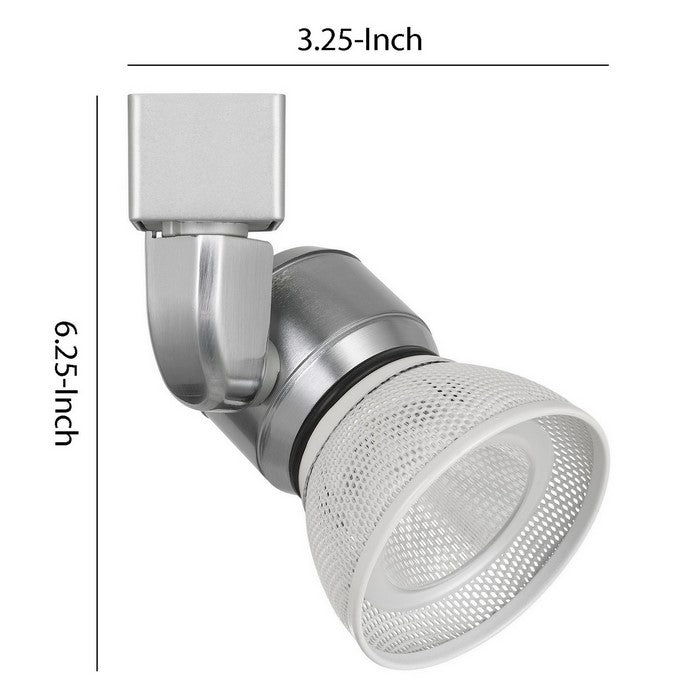 10W Integrated LED Metal Track Fixture with Mesh Head, Silver and White