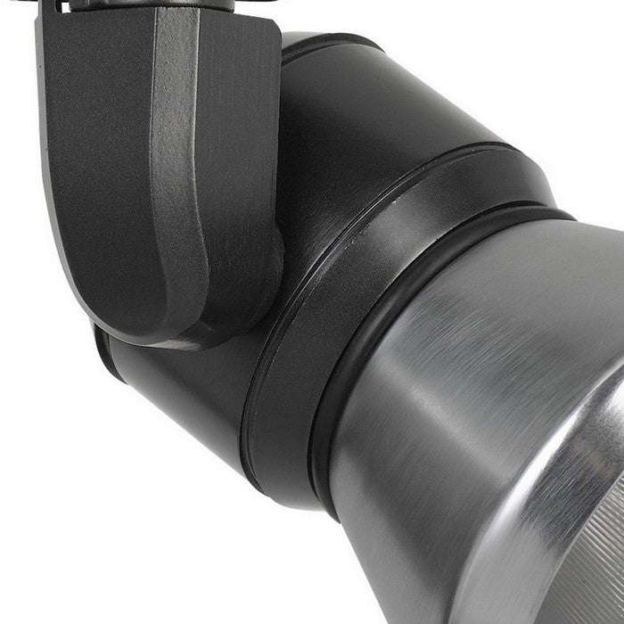 10W Integrated LED Metal Track Fixture with Cone Head, Black and Silver