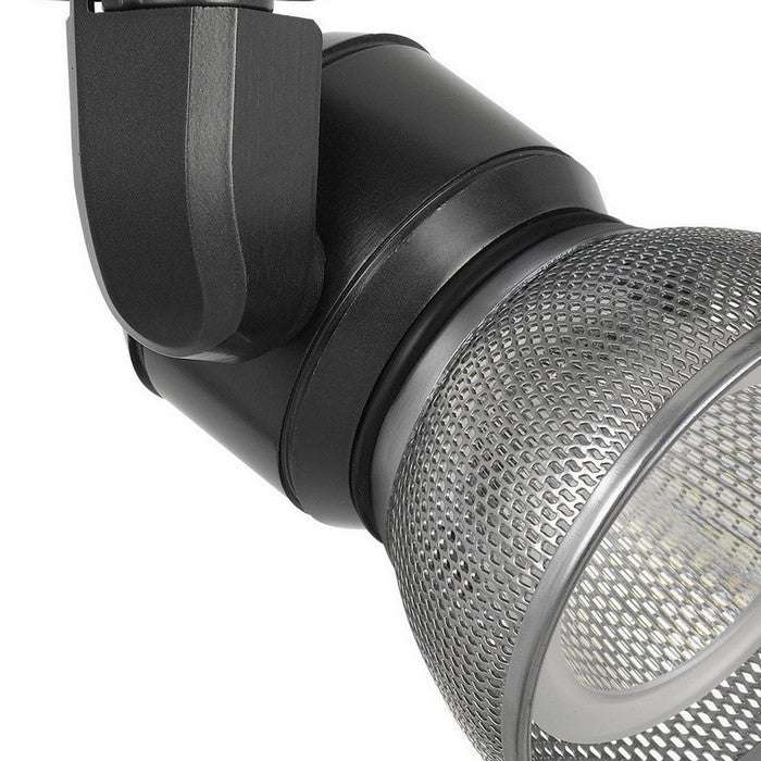 10W Integrated LED Metal Track Fixture with Mesh Head, Black and Silver