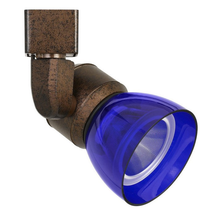 10W Integrated LED Track Fixture with Polycarbonate Head, Bronze and Blue