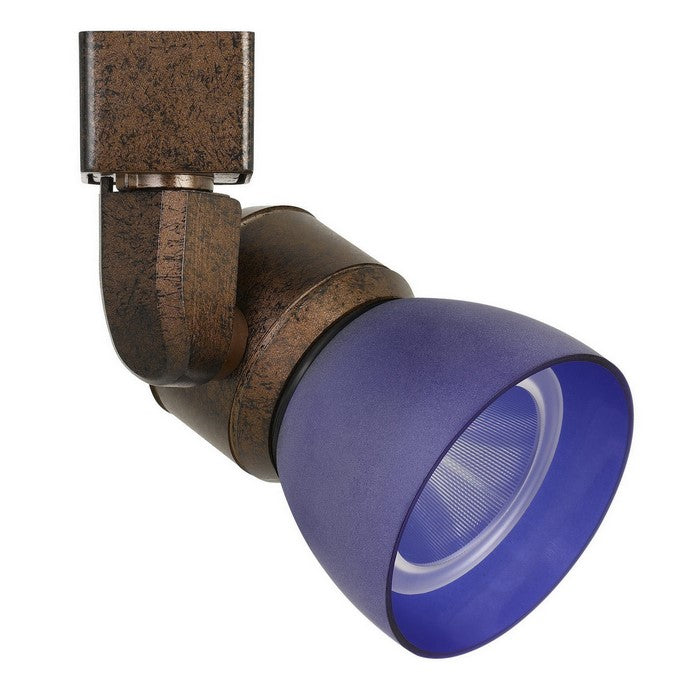 10W Integrated Metal and Polycarbonate LED Track Fixture, Bronze and Blue