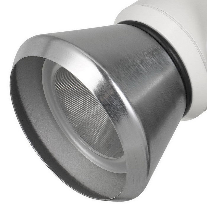 10W Integrated LED Metal Track Fixture with Cone Head, White and Silver