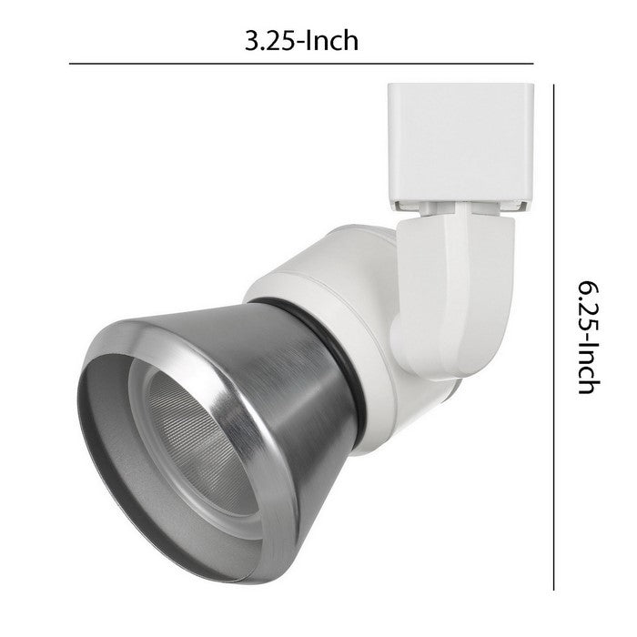 10W Integrated LED Metal Track Fixture with Cone Head, White and Silver