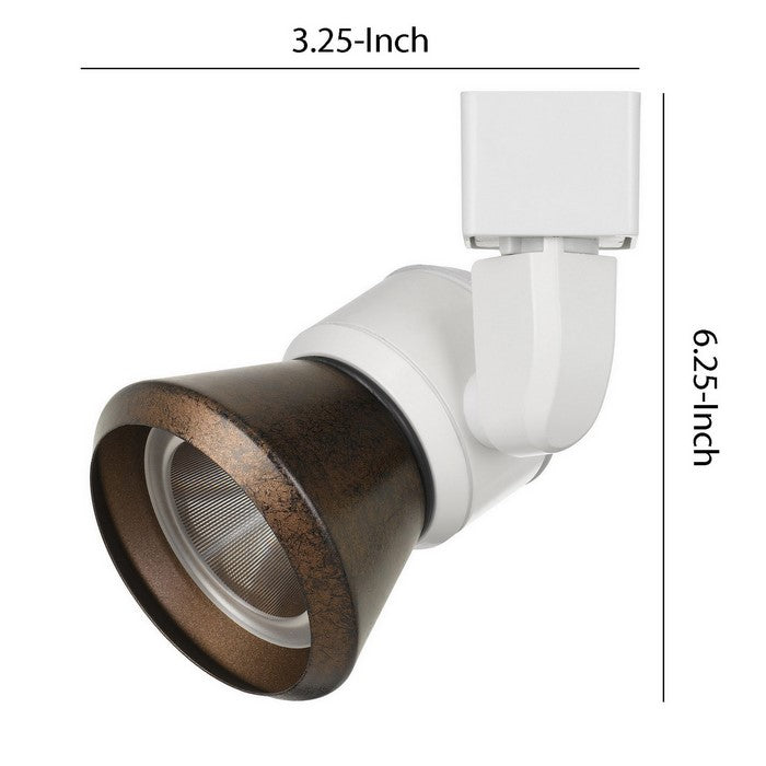 10W Integrated LED Metal Track Fixture with Cone Head, White and Bronze