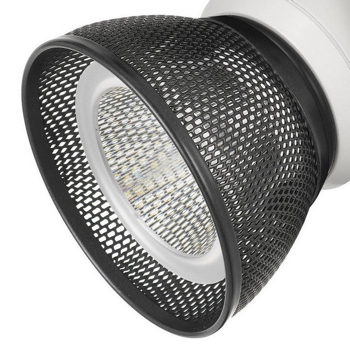 10W Integrated LED Metal Track Fixture with Mesh Head, White and Black