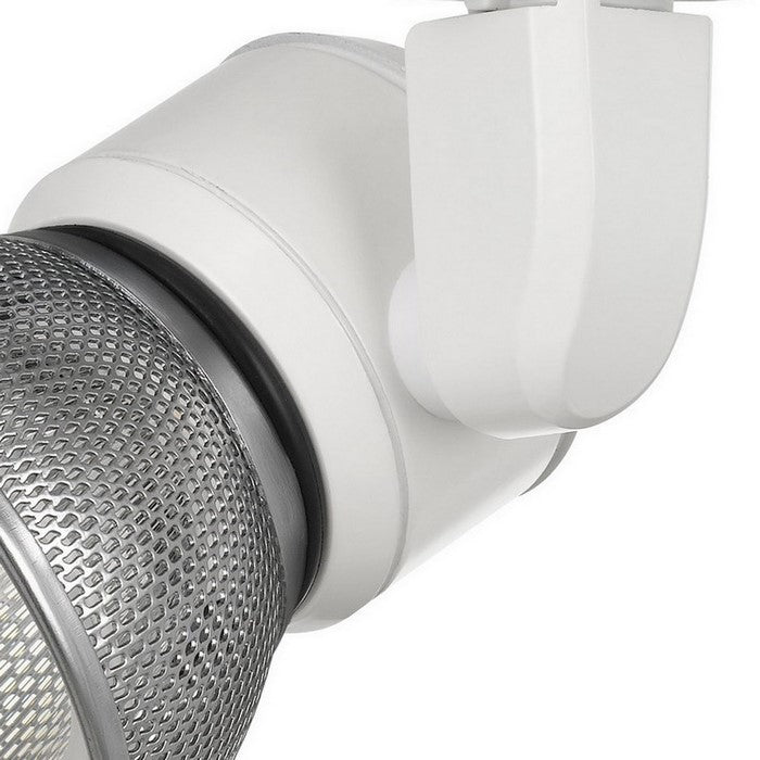 10W Integrated LED Metal Track Fixture with Mesh Head, White and Silver