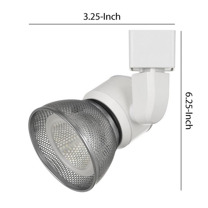 10W Integrated LED Metal Track Fixture with Mesh Head, White and Silver