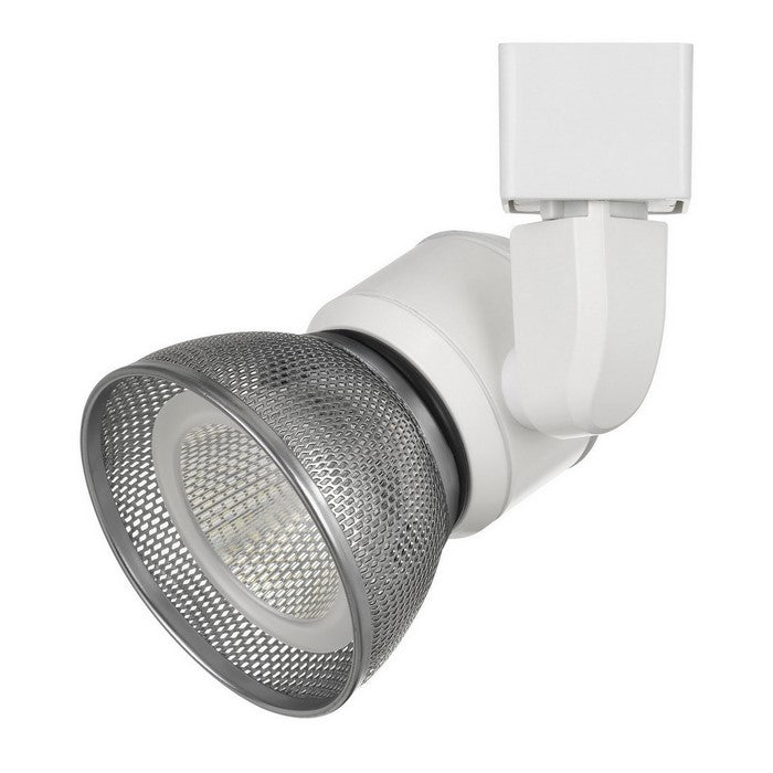 10W Integrated LED Metal Track Fixture with Mesh Head, White and Silver