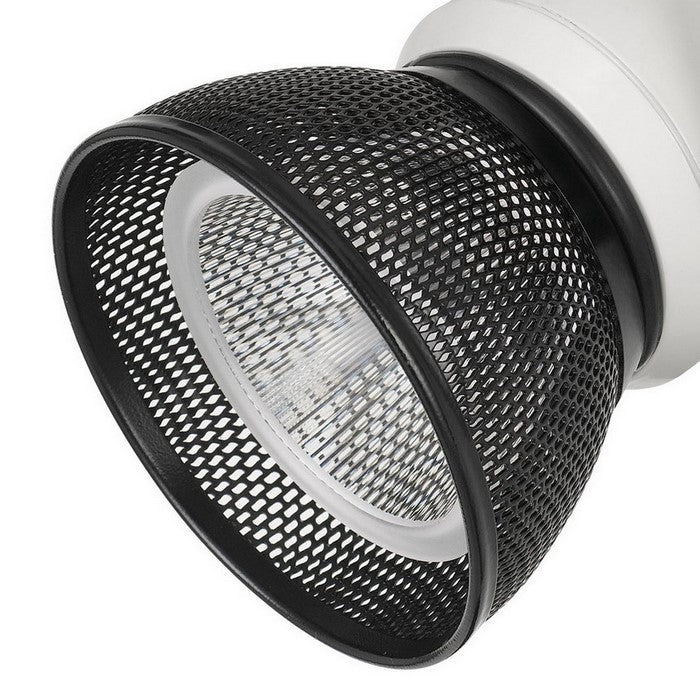 10W Integrated LED Metal Track Fixture with Mesh Head, White and Dark Black