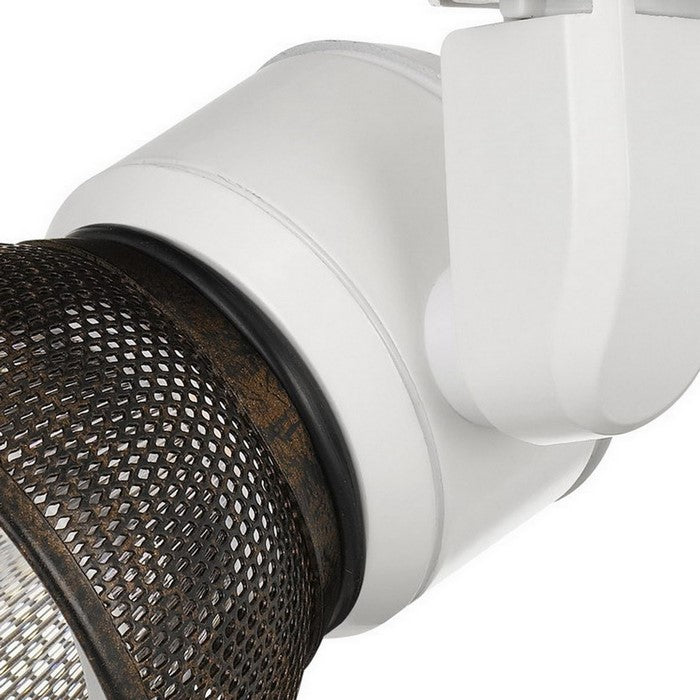 10W Integrated LED Metal Track Fixture with Mesh Head, White and Bronze
