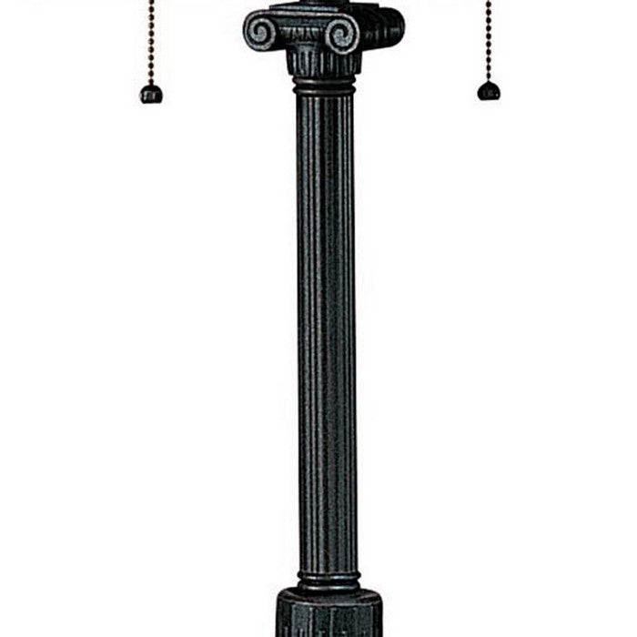 Paper Wrapped Tapered Shade Double Chain Table Lamp, Brown and Metal Gray