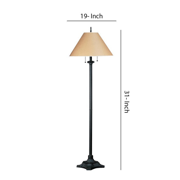 Paper Wrapped Tapered Shade Double Chain Floor Lamp, Brown and Metal Gray