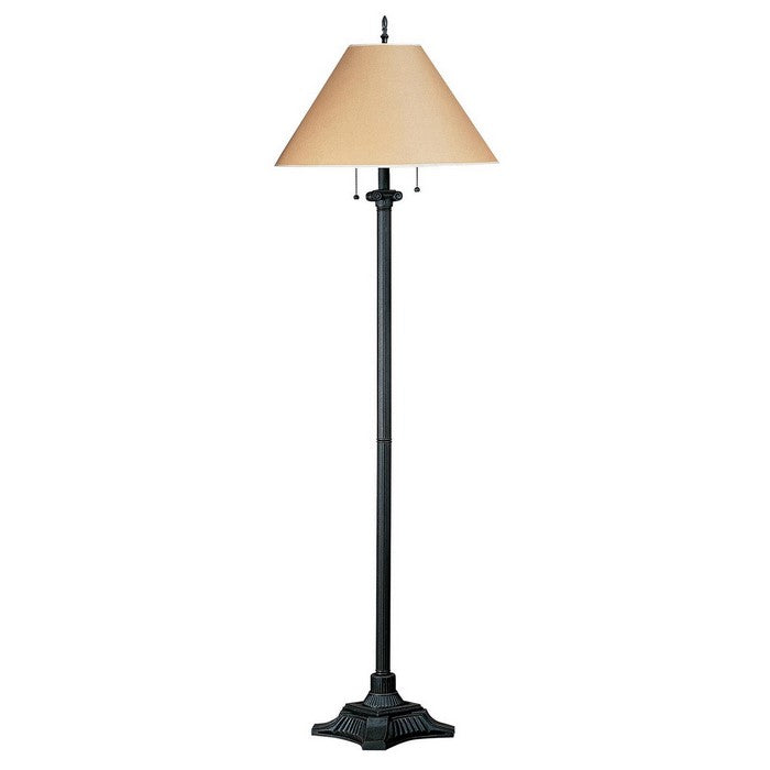 Paper Wrapped Tapered Shade Double Chain Floor Lamp, Brown and Metal Gray
