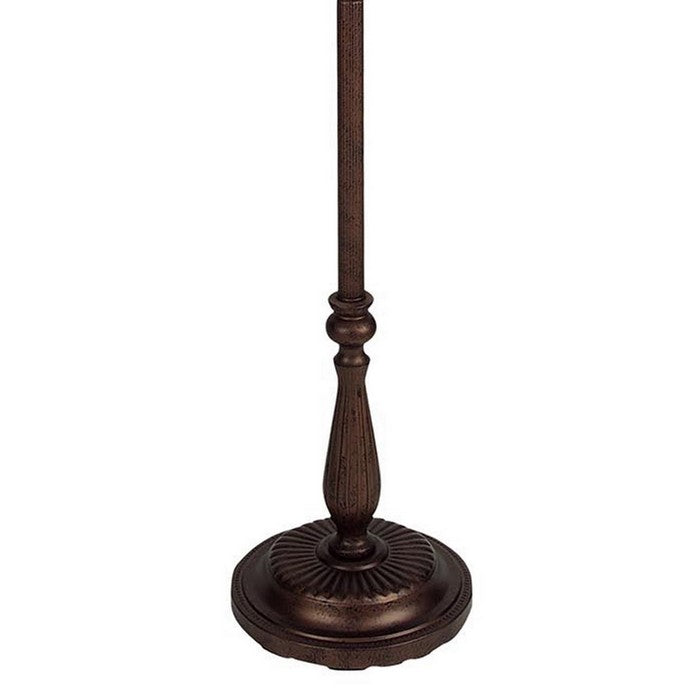 Metal Floor Lamp with 6 Way Switch and Fabric Shade, Off white and Bronze