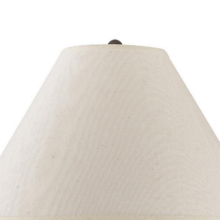 60 Watt Metal Swing Arm Wall Lamp with Tapered Shade, Off White and Bronze