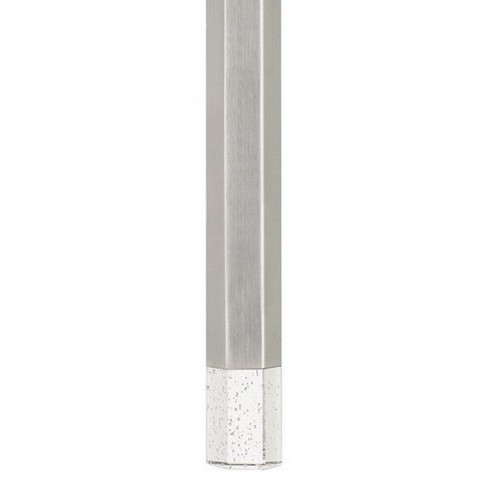 Hexagonal Metal Frame Single LED Light Pendant with Glass Diffuser, Gray