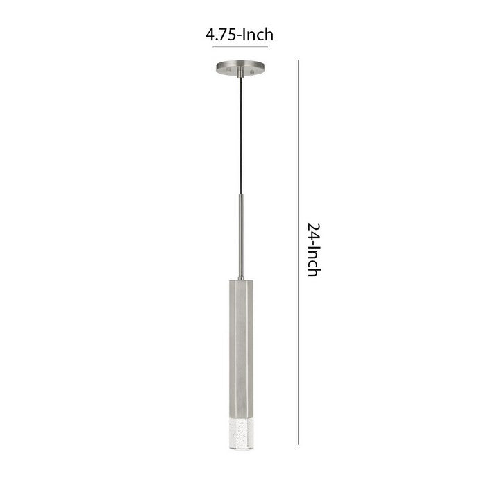 Hexagonal Metal Frame Single LED Light Pendant with Glass Diffuser, Gray