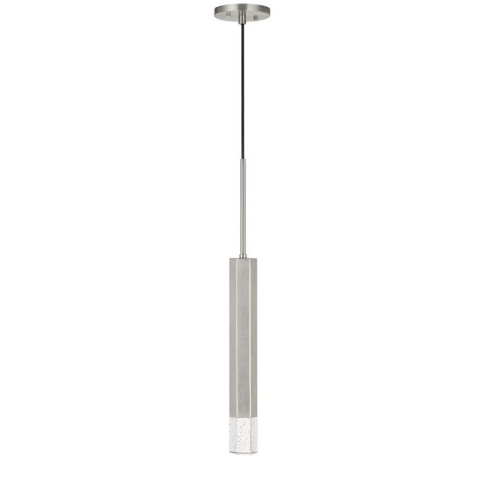 Hexagonal Metal Frame Single LED Light Pendant with Glass Diffuser, Gray