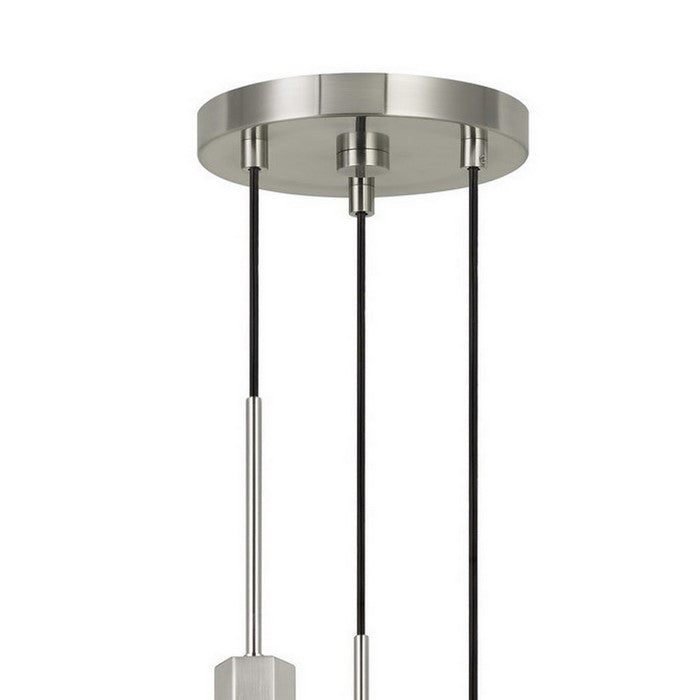 Hexagonal Metal Frame 3 LED Light Pendant with Glass Diffuser, Gray