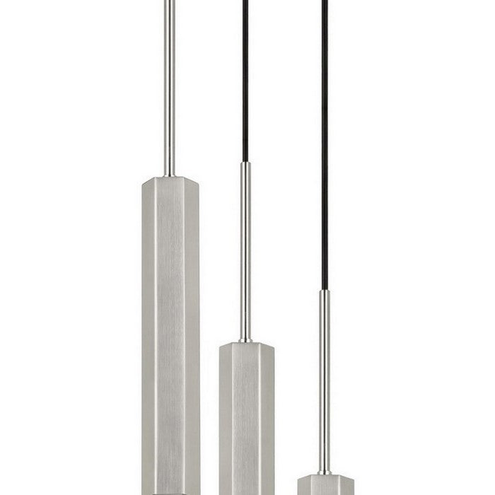Hexagonal Metal Frame 3 LED Light Pendant with Glass Diffuser, Gray
