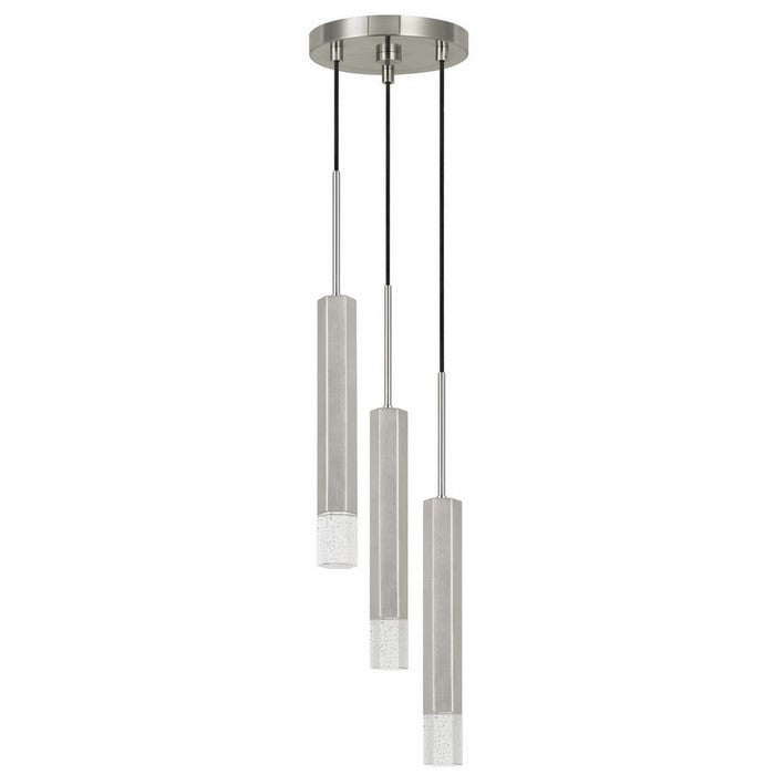 Hexagonal Metal Frame 3 LED Light Pendant with Glass Diffuser, Gray