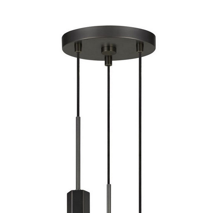 Hexagonal Metal Frame 3 LED Light Pendant with Glass Diffuser, Black