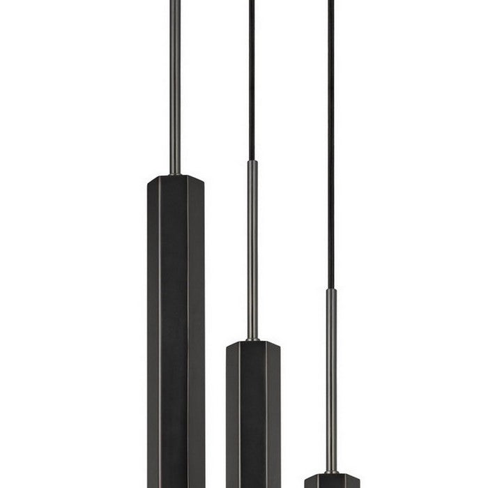 Hexagonal Metal Frame 3 LED Light Pendant with Glass Diffuser, Black