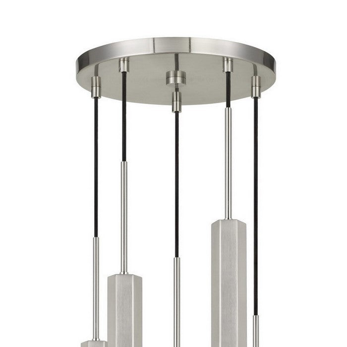 Hexagonal Metal Frame 5 LED Light Pendant with Glass Diffuser, Gray