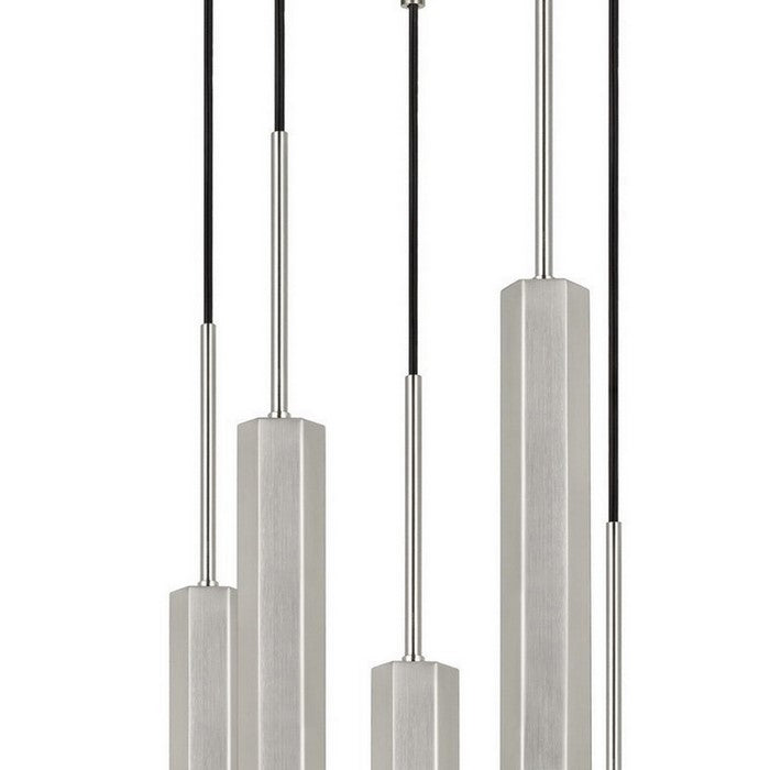 Hexagonal Metal Frame 5 LED Light Pendant with Glass Diffuser, Gray