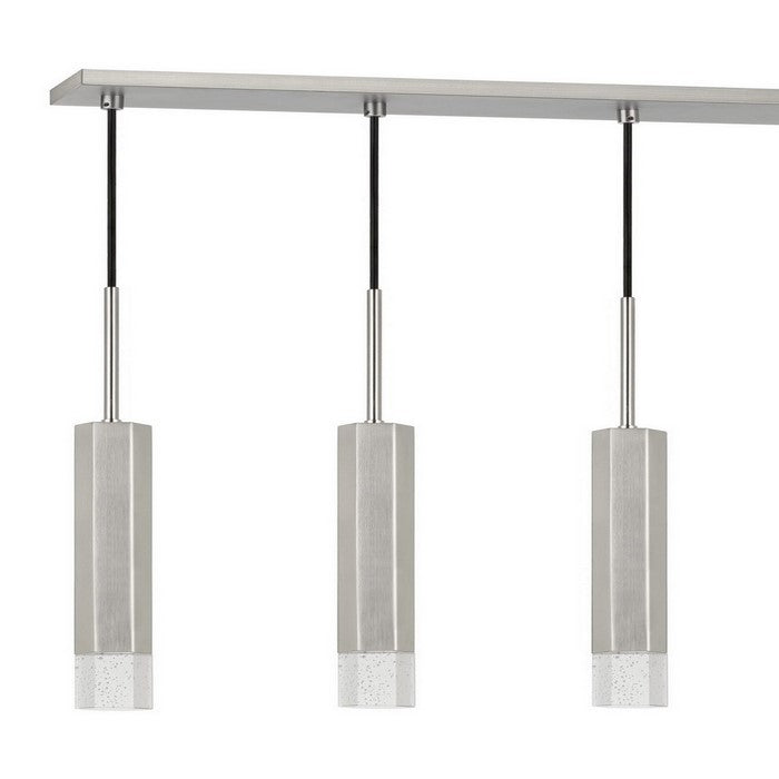 Hexagonal Metal Frame 6 LED Light Pendant with Glass Diffuser, Gray