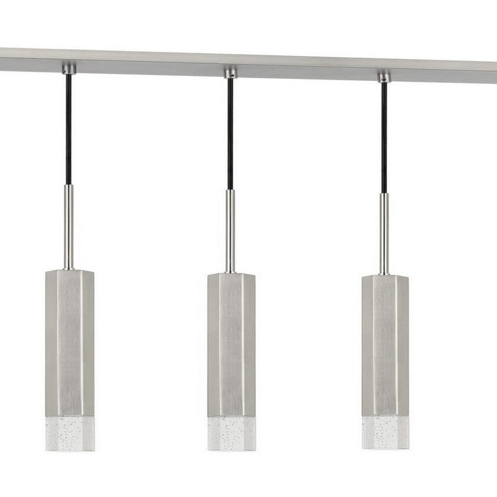 Hexagonal Metal Frame 6 LED Light Pendant with Glass Diffuser, Gray
