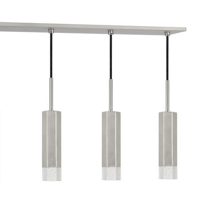 Hexagonal Metal Frame 6 LED Light Pendant with Glass Diffuser, Gray