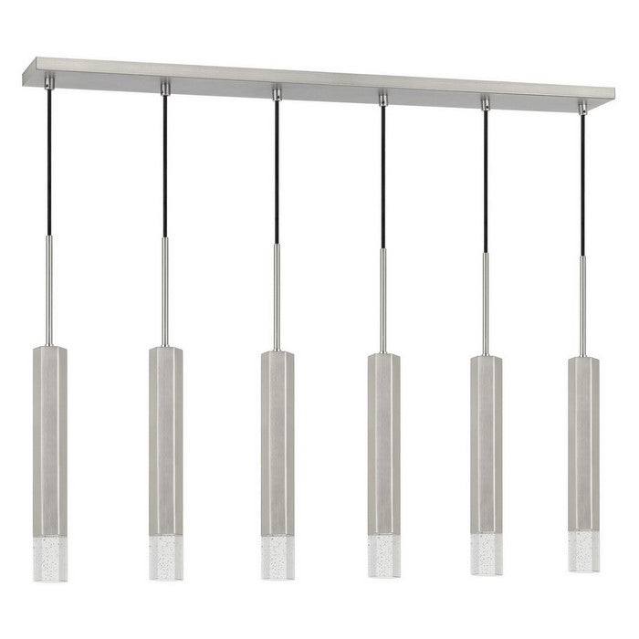 Hexagonal Metal Frame 6 LED Light Pendant with Glass Diffuser, Gray