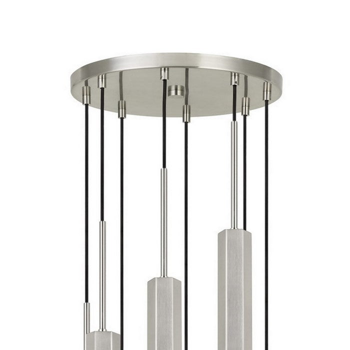 Hexagonal Metal Frame 8 LED Light Pendant with Glass Diffuser, Gray