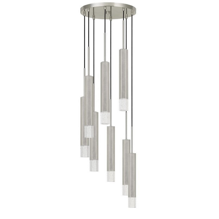 Hexagonal Metal Frame 8 LED Light Pendant with Glass Diffuser, Gray