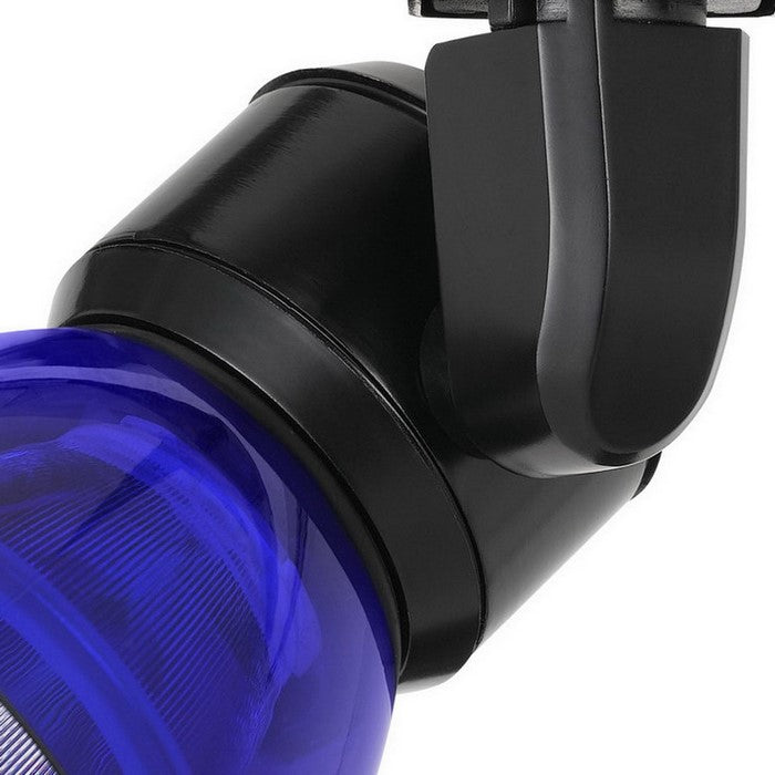 Metal and Clear Polycarbonate LED Track Fixture, Blue and Black