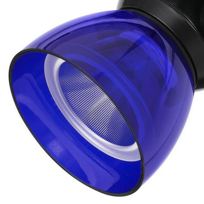 Metal and Clear Polycarbonate LED Track Fixture, Blue and Black