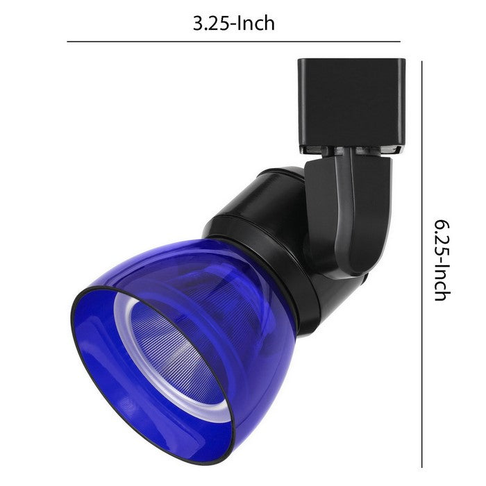 Metal and Clear Polycarbonate LED Track Fixture, Blue and Black