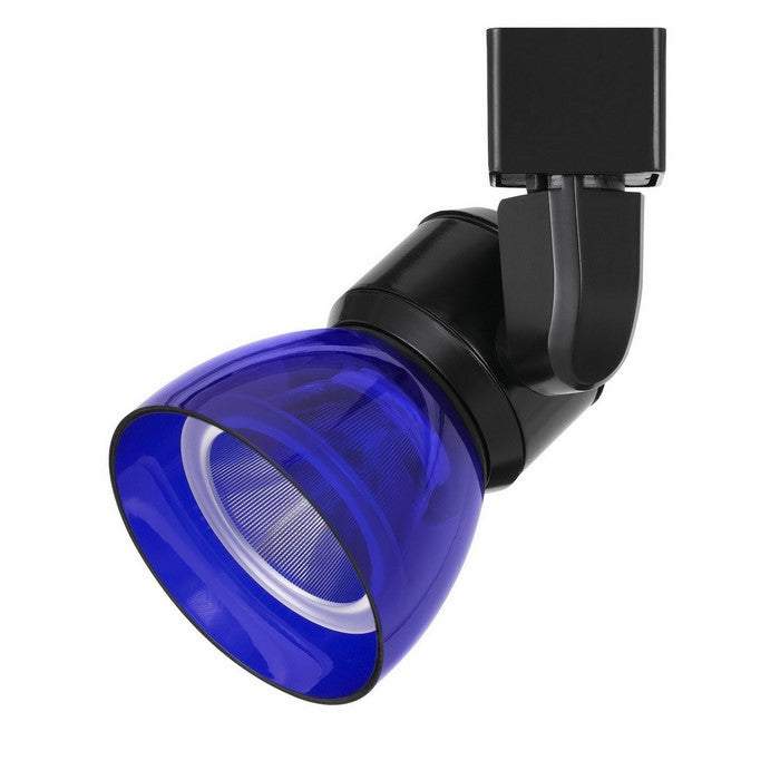 Metal and Clear Polycarbonate LED Track Fixture, Blue and Black