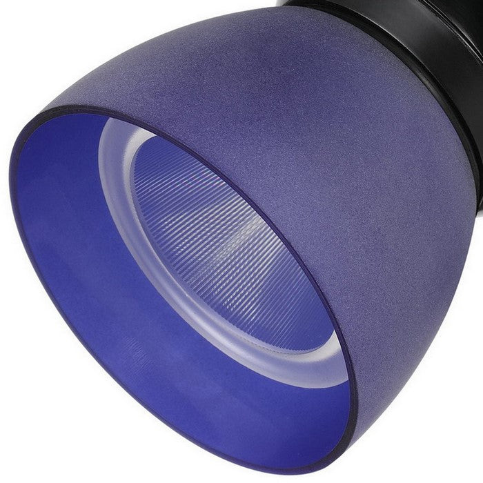 Metal and Frosted Polycarbonate LED Track Fixture, Blue and Black