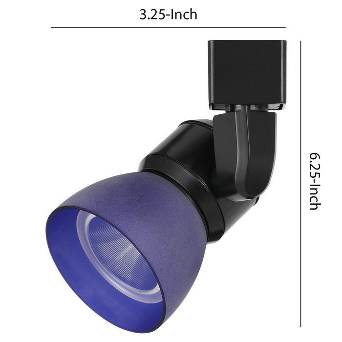 Metal and Frosted Polycarbonate LED Track Fixture, Blue and Black