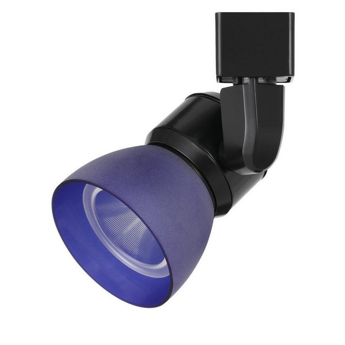 Metal and Frosted Polycarbonate LED Track Fixture, Blue and Black