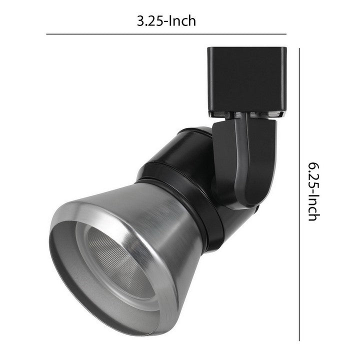 Metal Frame LED Track Fixture with Conical Shade, Black and Silver