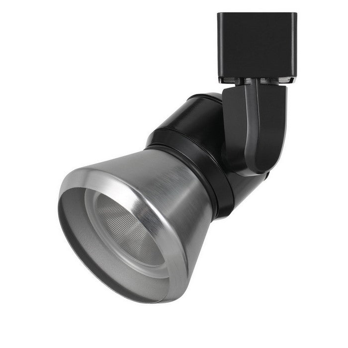 Metal Frame LED Track Fixture with Conical Shade, Black and Silver