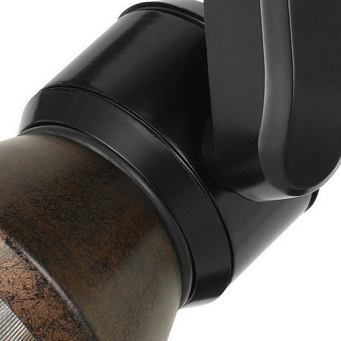 Metal Frame LED Track Fixture with Conical Shade, Black and Bronze