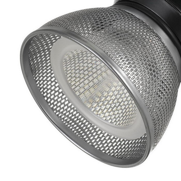 Metal Frame LED Track Fixture with Mesh Shade, Black and Silver