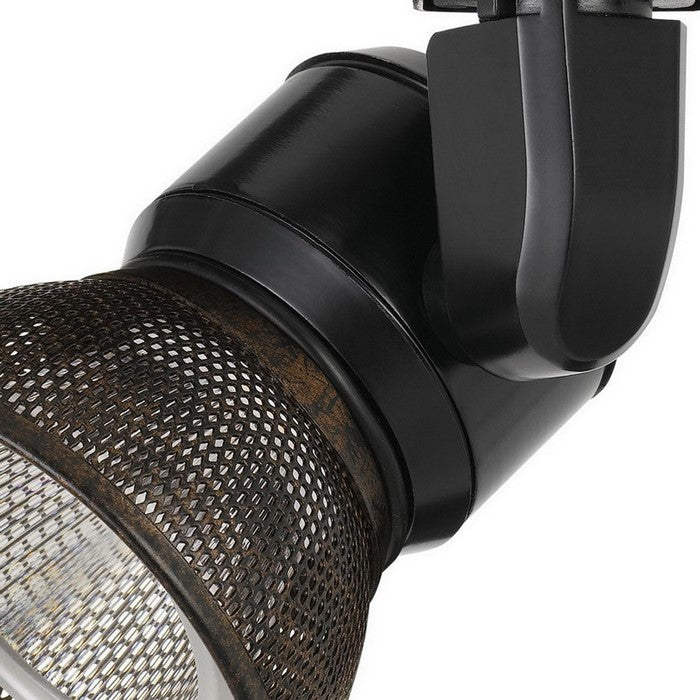 Metal Frame LED Track Fixture with Mesh Shade, Black and Bronze