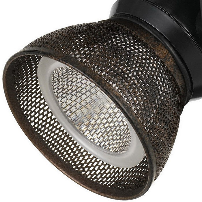 Metal Frame LED Track Fixture with Mesh Shade, Black and Bronze